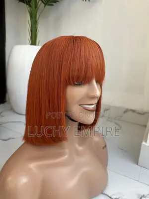 10 Inches Ginger Vietnamese Bone Straight Wig – French Fringe |