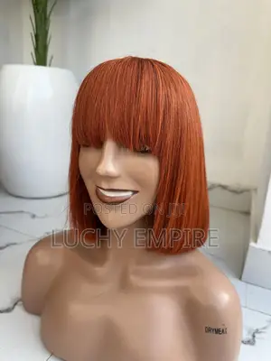 10 Inches Ginger Vietnamese Bone Straight Wig – French Fringe |