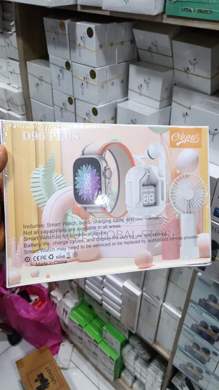 D96 Plus SmartWatch With Mini Fan, Earbuds and Multiple Straps