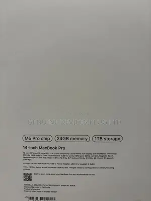 New Laptop Apple MacBook Pro 2026 M5 Pro 24GB Apple M5 Pro SSD 1T