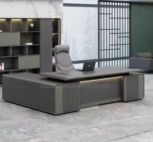 Modern Grey Executive L-Shape Office Desk