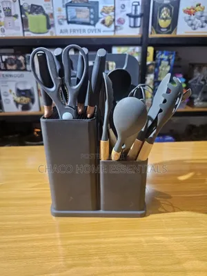 19-Piece Silicone Kitchen Utensils Set With Knife Block Holder