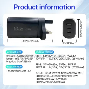 85Watts PD Charger for Laptop and Smartpphone
