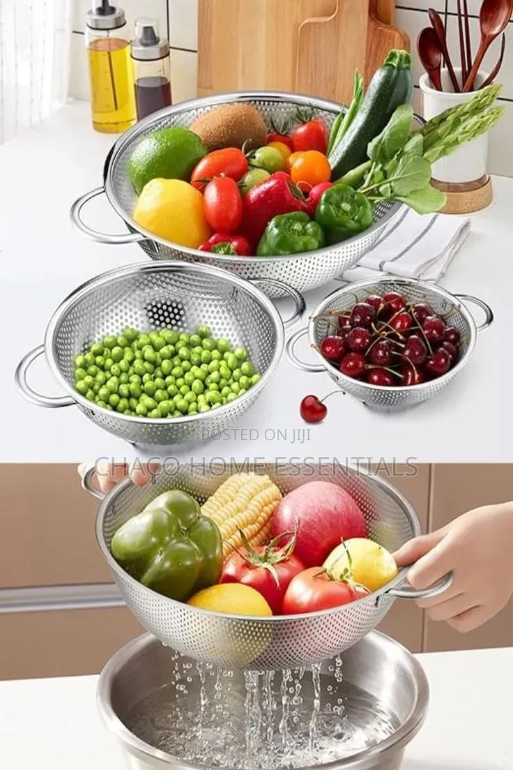 6pcs Stainless Steel Sieve Colander Set With Handles