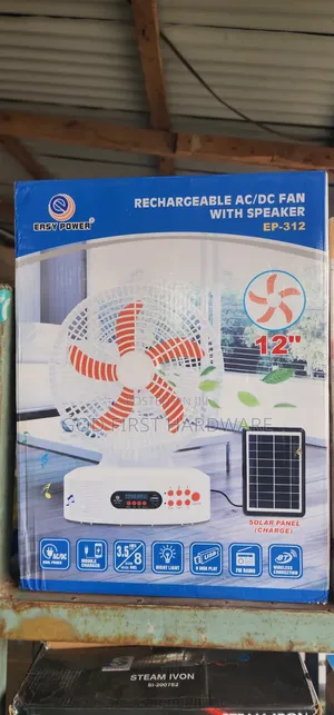 12" Solar Table Fan With Mp3