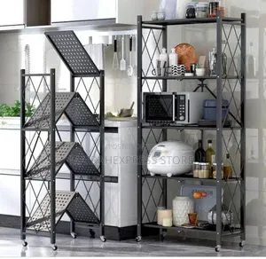 5 Layers Heavy Duty Kitchen Foldable Storage Shelf With Wheel