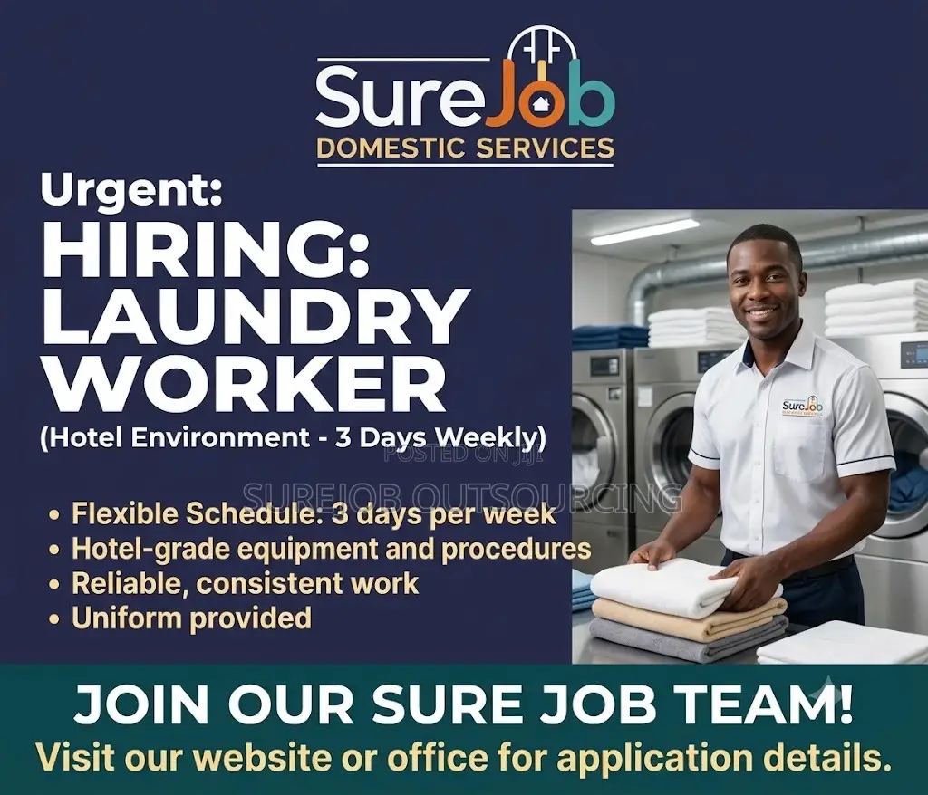 Urgent: Laundry Worker - 3 Days Weekly (Hotel)