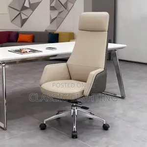 High Quality Staff Swivel Brown PU Leather Adjustable Height Boss Chai