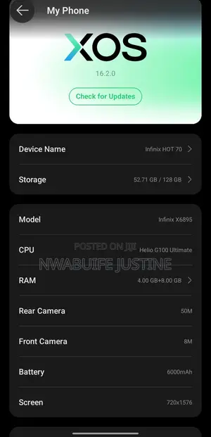 Infinix Hot 70 128 GB Blue