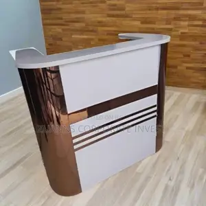 Stripe Reception Office Table \White Checkout Welcome Counter.