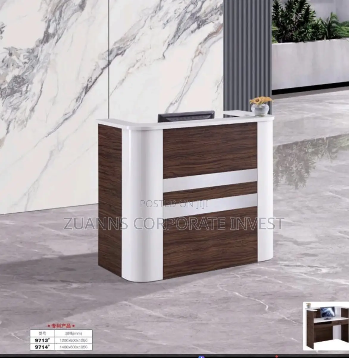 Stripe Reception Office Table \White Checkout Welcome Counter.