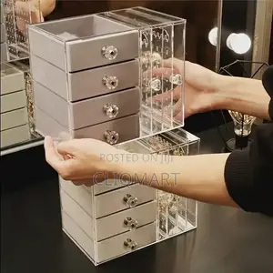 Clear Acrylic Jewelry Box - 4 Drawer 2 Door Jewellery Storage