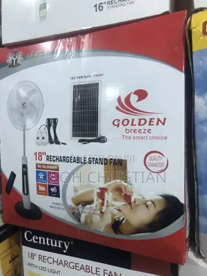 Golden Breeze 18” Rechargeable Fan With Solar Panel