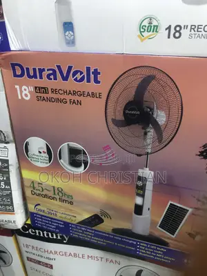Dura Volt 18” Rechargeable Fan With Solar Panel