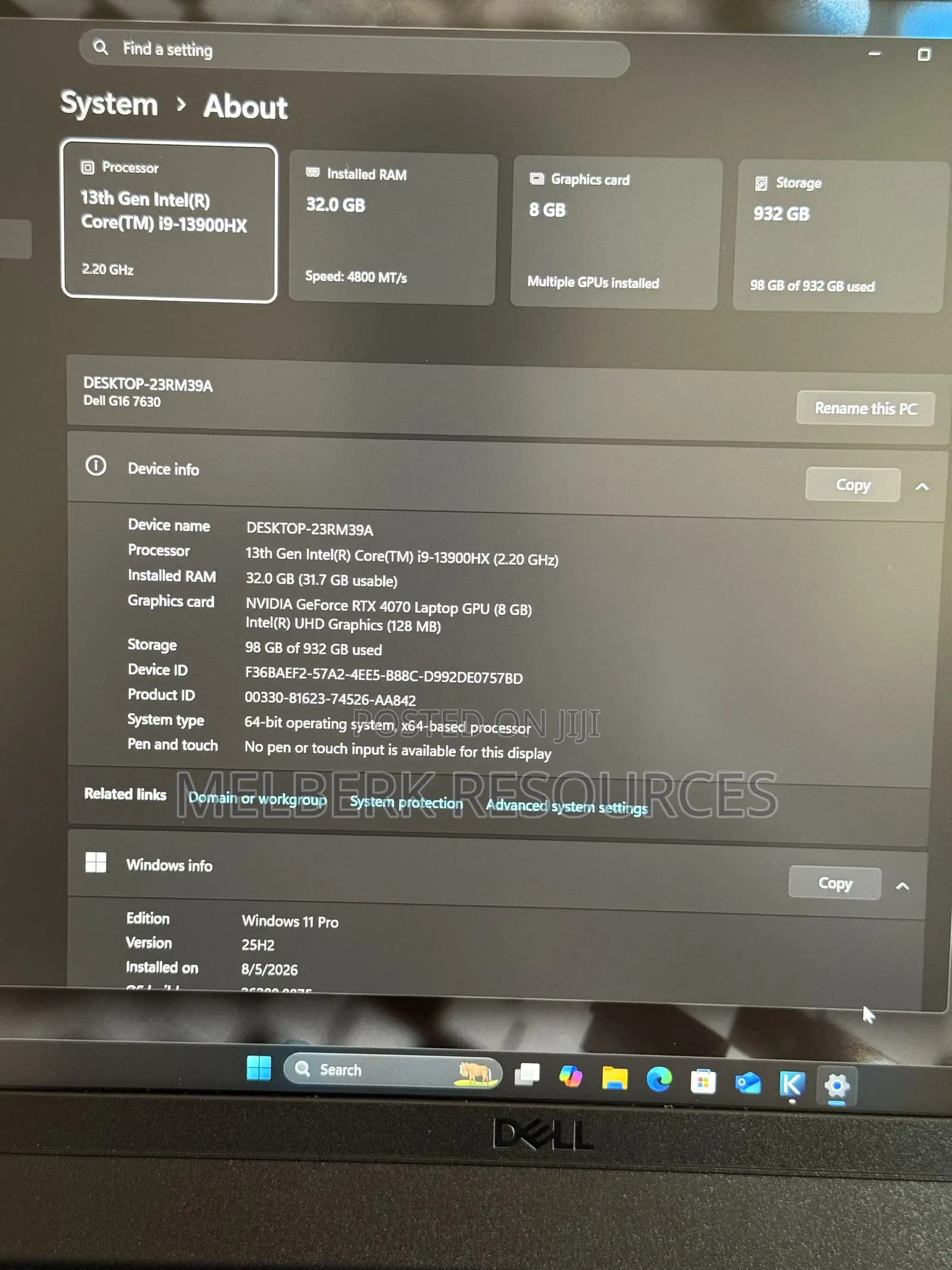 Laptop Dell G16 7630 32GB Intel Core i9 SSD 1T