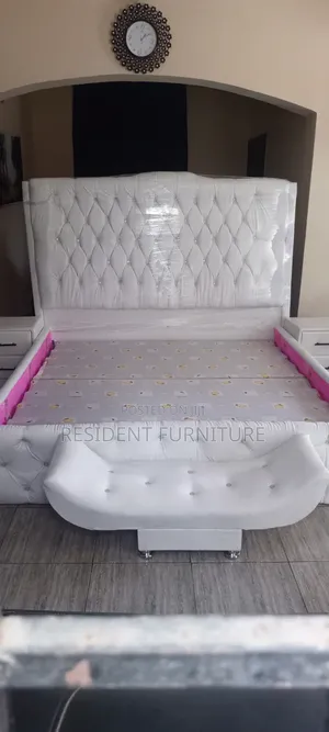 White Leather 6x6 Bed Frame