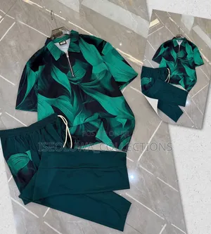 Men's Stylish Zip-Neck Top and Trouser Set