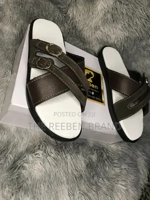 Men's Brown Double Buckle Slide
