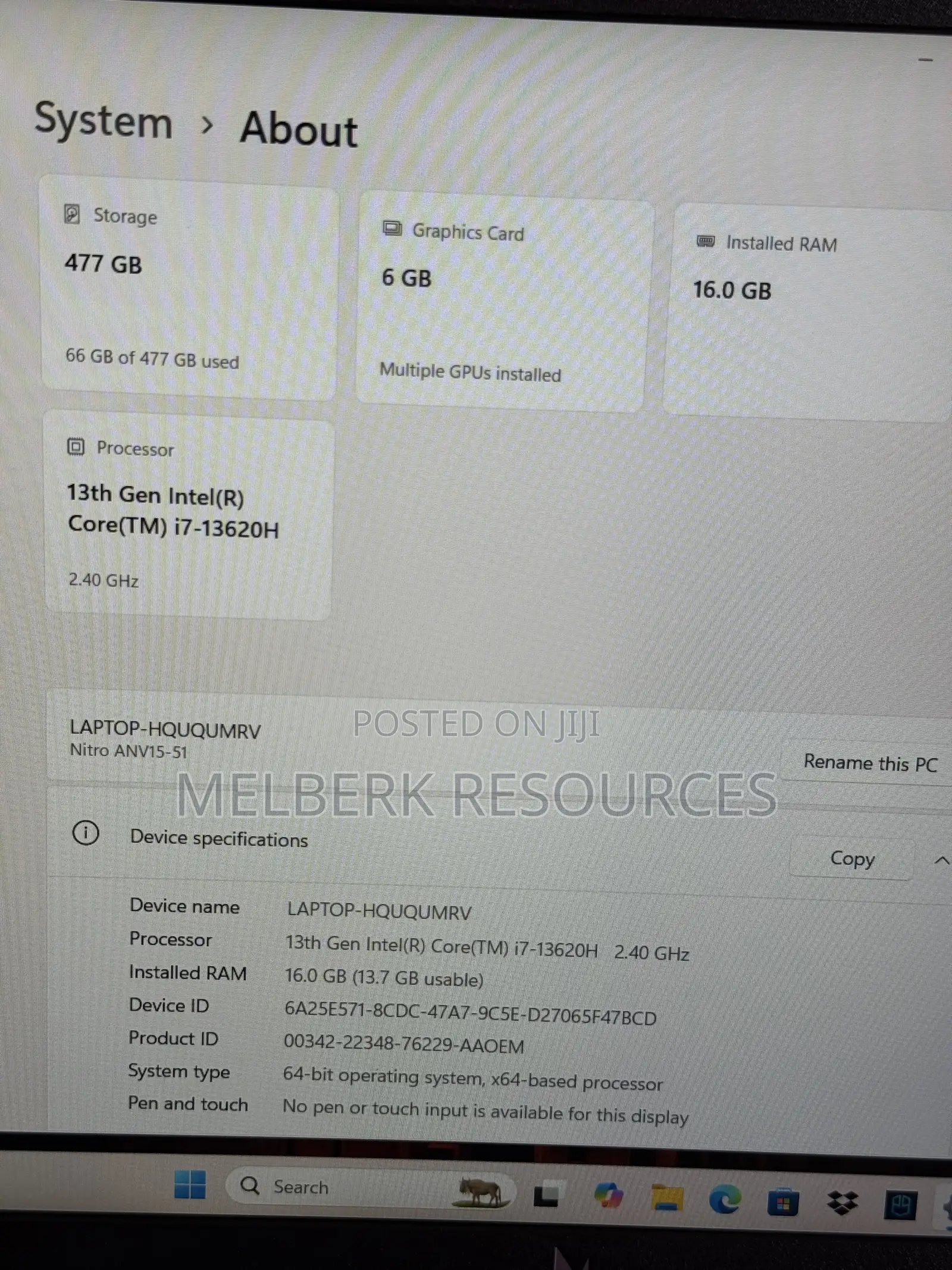 Laptop Acer Nitro V 15 16GB Intel Core i7 SSD 512GB
