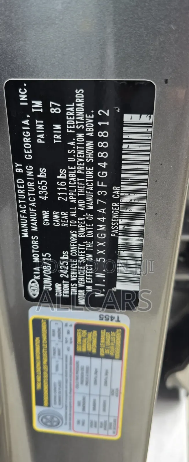 Kia Optima 2015 Gray