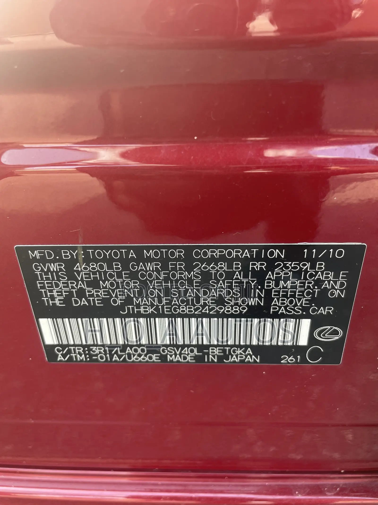 Lexus ES 350 2011 Brown