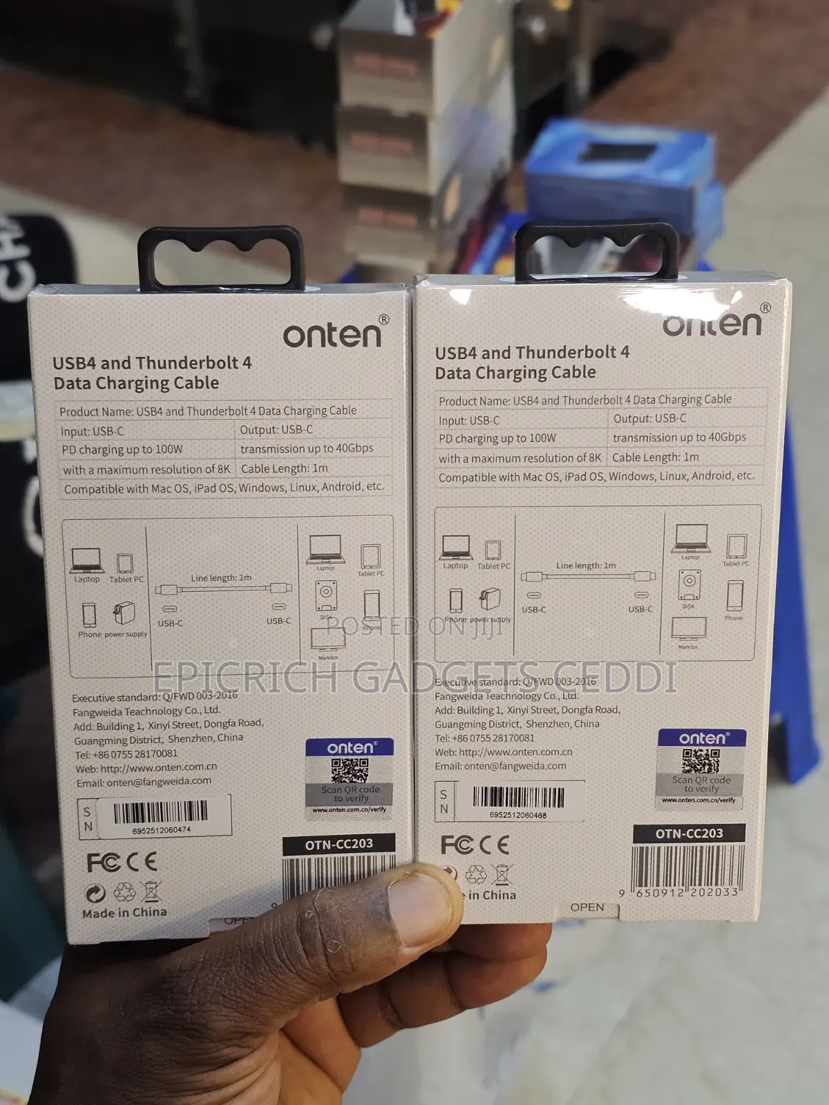 Onten USB4 and Thunderbolt4 Data Charging Cable 40Gbps