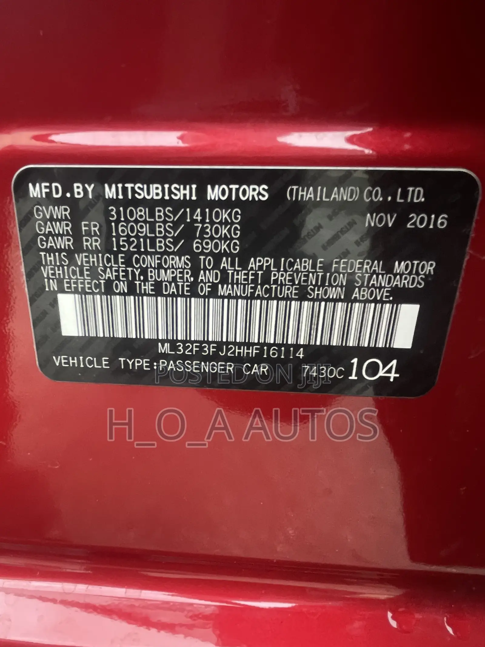 Mitsubishi Mirage 2017 Red