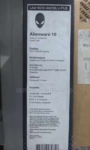 New Laptop Alienware 18 Area-51 64GB Intel Core Ultra 9 SSD 4T