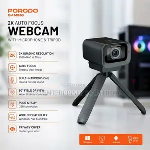 Porodo Gaming 30fps Auto Focus Web Cam With in-Built Mic