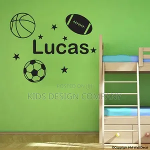 Custom Sports Name Wall Decal With Balls and Stars