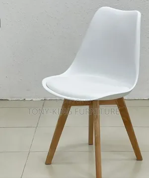 Rectangular Wooden Top White Table Set With Fiber Chair Full Leather.