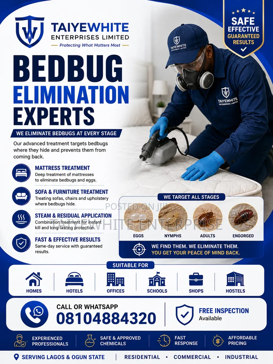 Bedbug Treatment Fumigation Service | Same Day Inspection