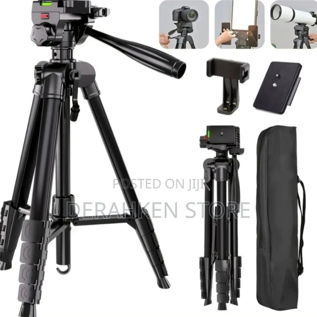 Adjustable Camera Tripod With Phone Holder Carry Bag