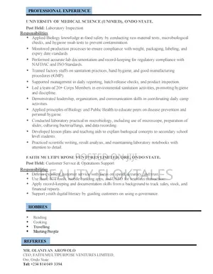 Part-Time Weekend CV