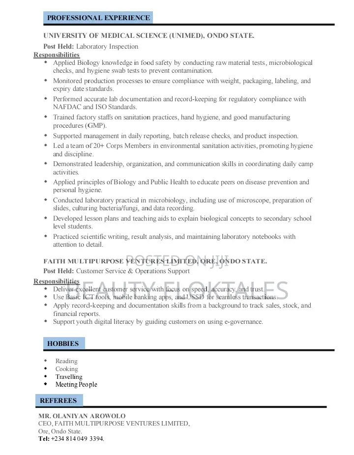 Part-Time Weekend CV
