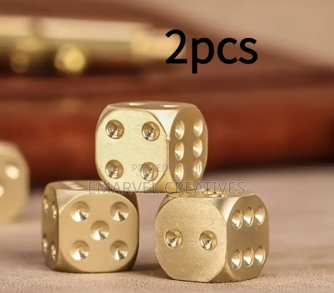 2 Handmade Solid Brass Dice- Polished Tabletop Game Dice, Durable