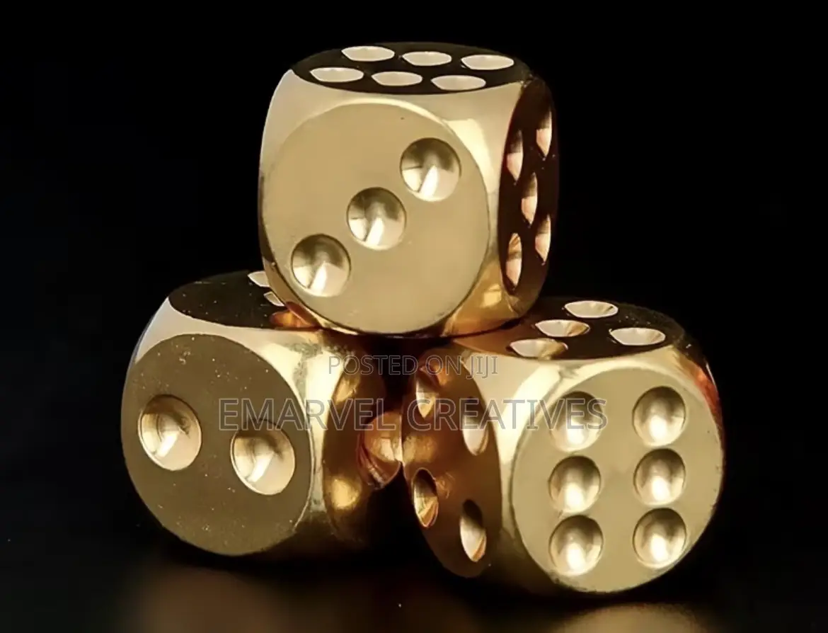 2 Handmade Solid Brass Dice- Polished Tabletop Game Dice, Durable