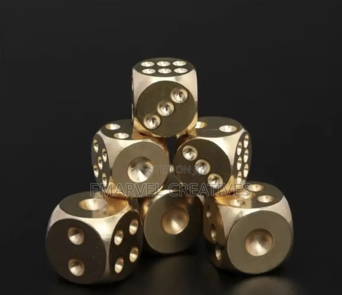 2 Handmade Solid Brass Dice- Polished Tabletop Game Dice, Durable