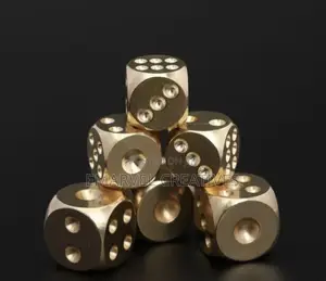 2 Handmade Solid Brass Dice- Polished Tabletop Game Dice, Durable