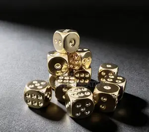 2 Handmade Solid Brass Dice- Polished Tabletop Game Dice, Durable
