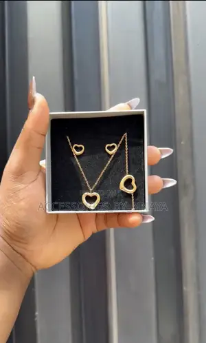 Gold Open Heart Jewelry Set