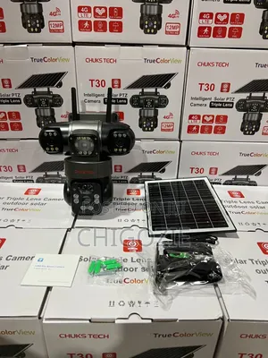 T33 Triple Lens 4g Solar Powered Outdoor Security CCTV Camera Big Len