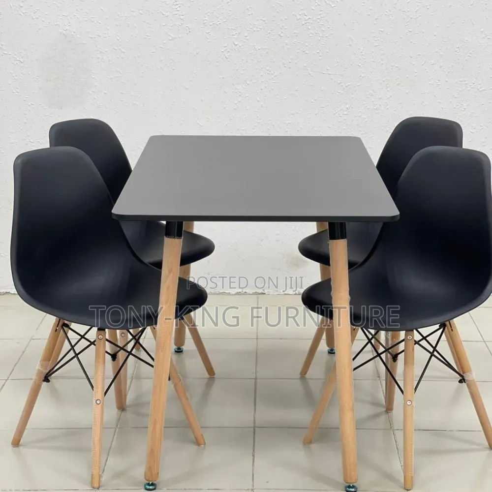 Rectangular Restaurant/Dining Wooden Top Table Set by 4-Seater