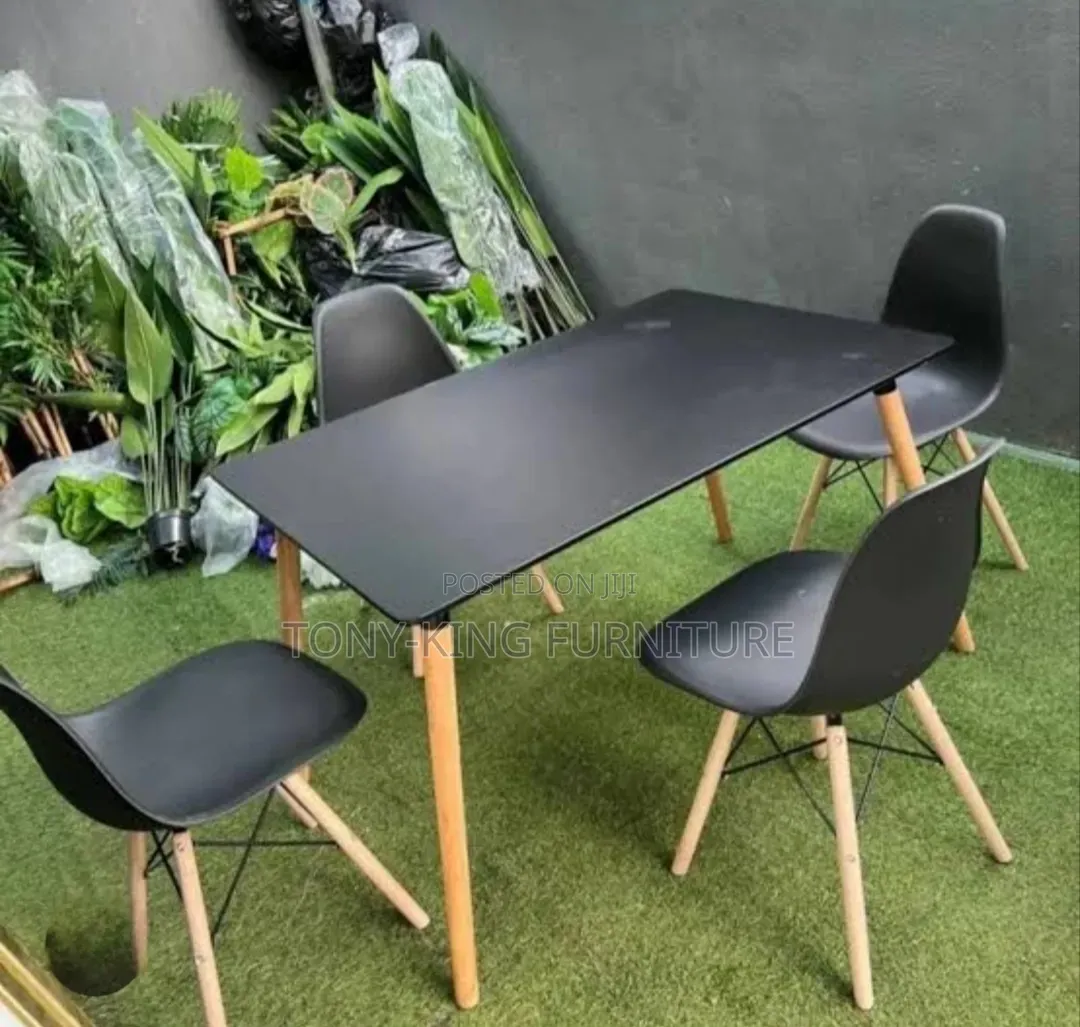 Rectangular Restaurant/Dining Wooden Top Table Set by 4-Seater