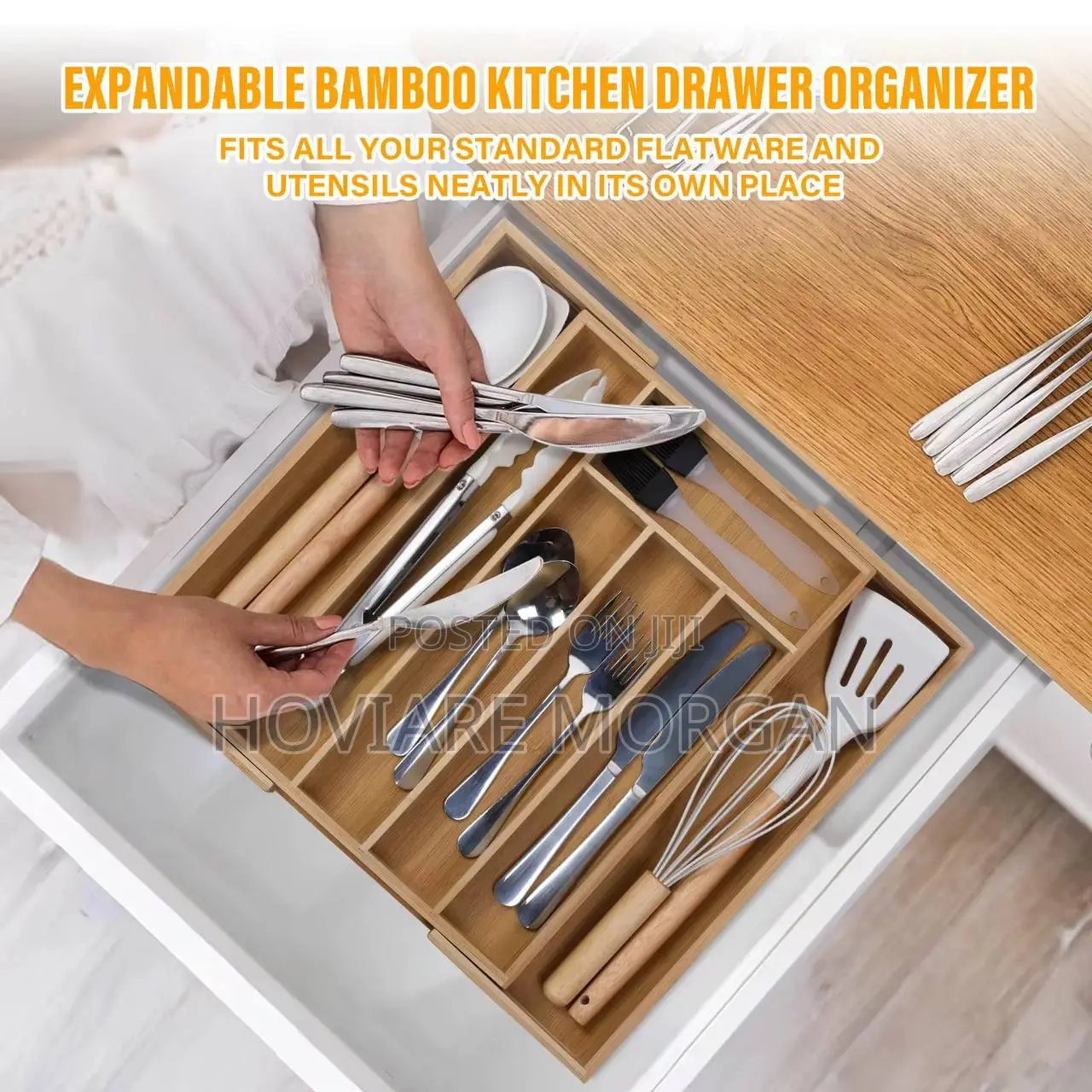 Bamboo Expandable Cutlery Organizer