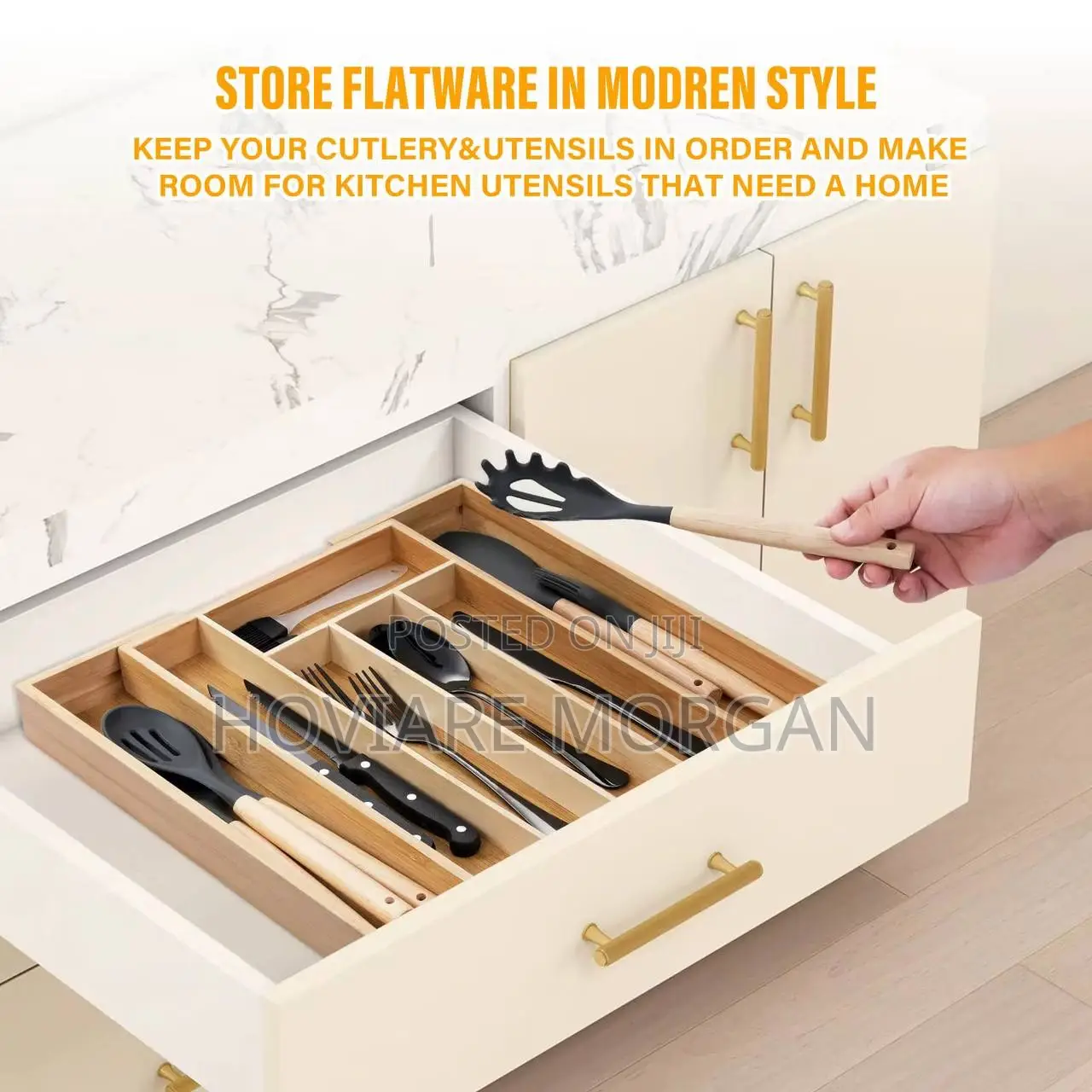Bamboo Expandable Cutlery Organizer