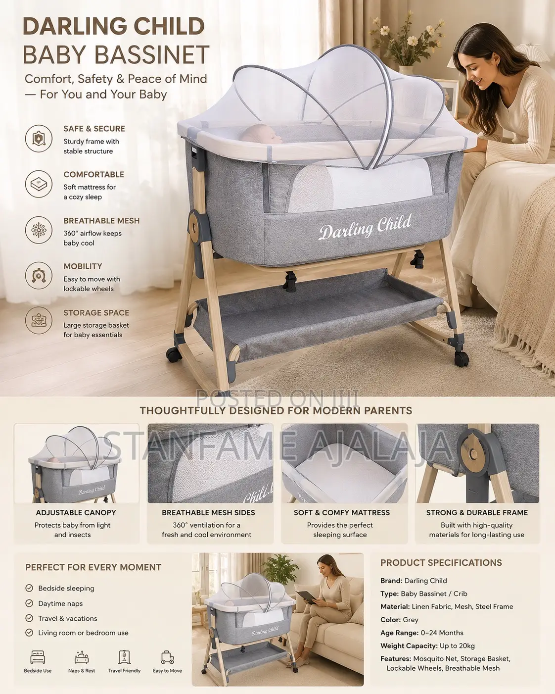 Darling Child Baby Bassinet