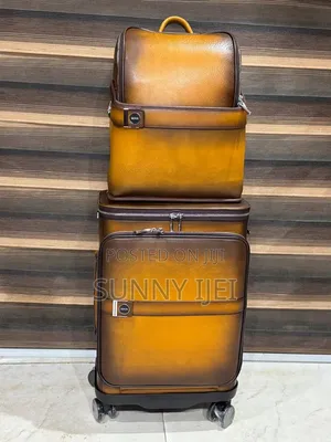Man Genuine Leather Luggage Bag With Backpack