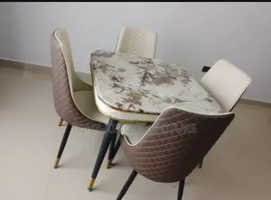 Dining Marble Top Table Set by 4-Seater