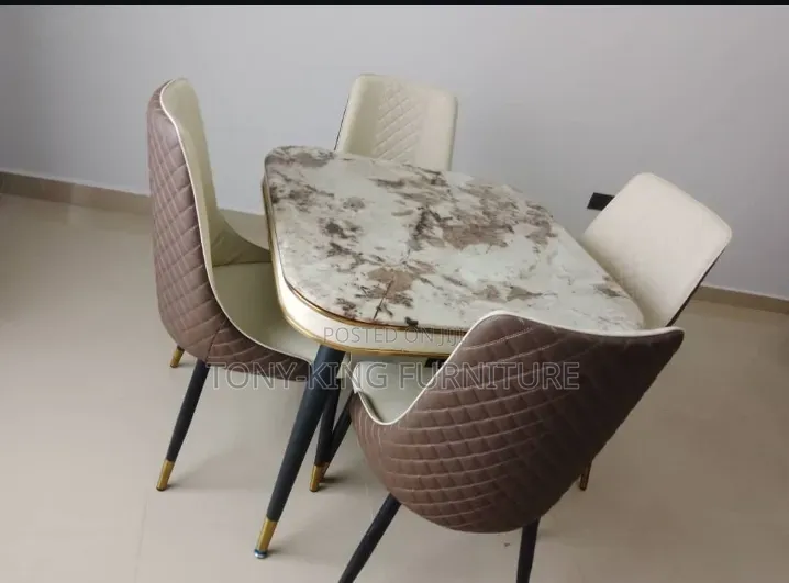 Dining Marble Top Table Set by 4-Seater